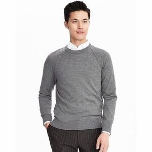 EUC Banana Republic Baruffa Italian Merino Wool Crewneck Sweater Gray, Medium
